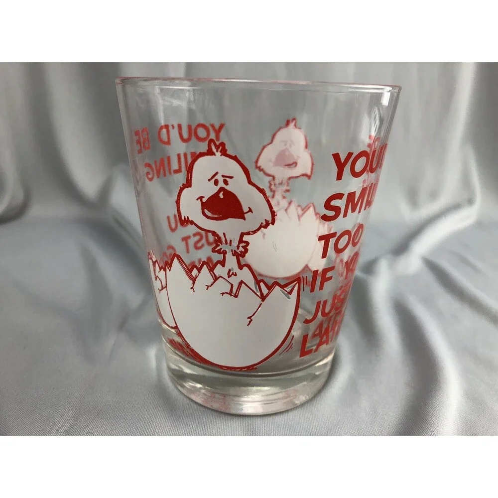 Vintage 1970's Chick Egg JUST GOT LAID Adult Humor Novelty Glass Bird Cup